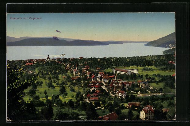 Cartoline postali: AK Oberarth, Teilansicht mit Zugersee – Usato da Berlin venduto da bartko-reher