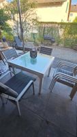 Garten Set - Tische (ausziehbar) & Stühle 6x inkl. Kissen