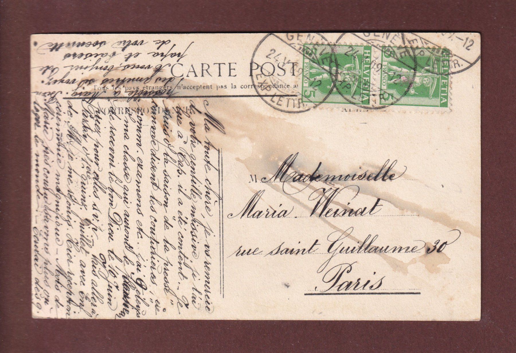 Cartoline postali: GENEVE - Cathédrale St. Pierre - 1909 – Usato da Pully venduto da nicecards 1
