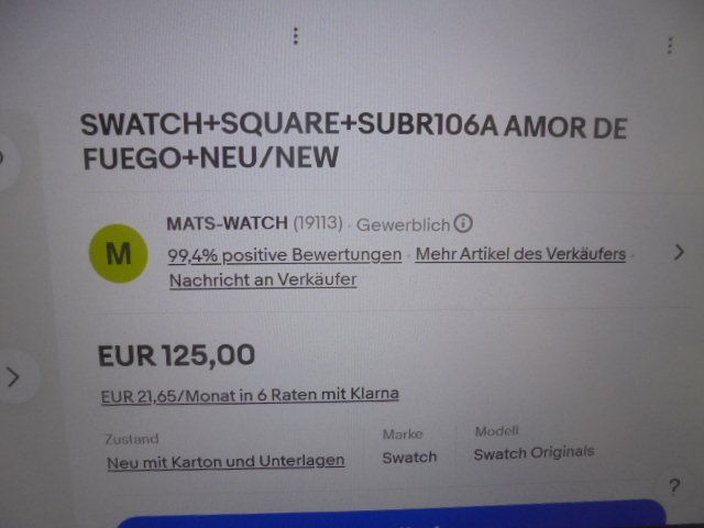 Swatch Orologi: SWATCH SQUARE AMOR DE FUEGO – Difettoso da Hinwil venduto da Glasperlen 5