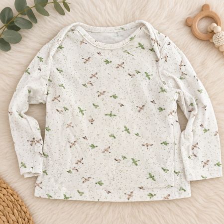 Baby Pulli 62-68 cm Vögel Bio Baumwolle