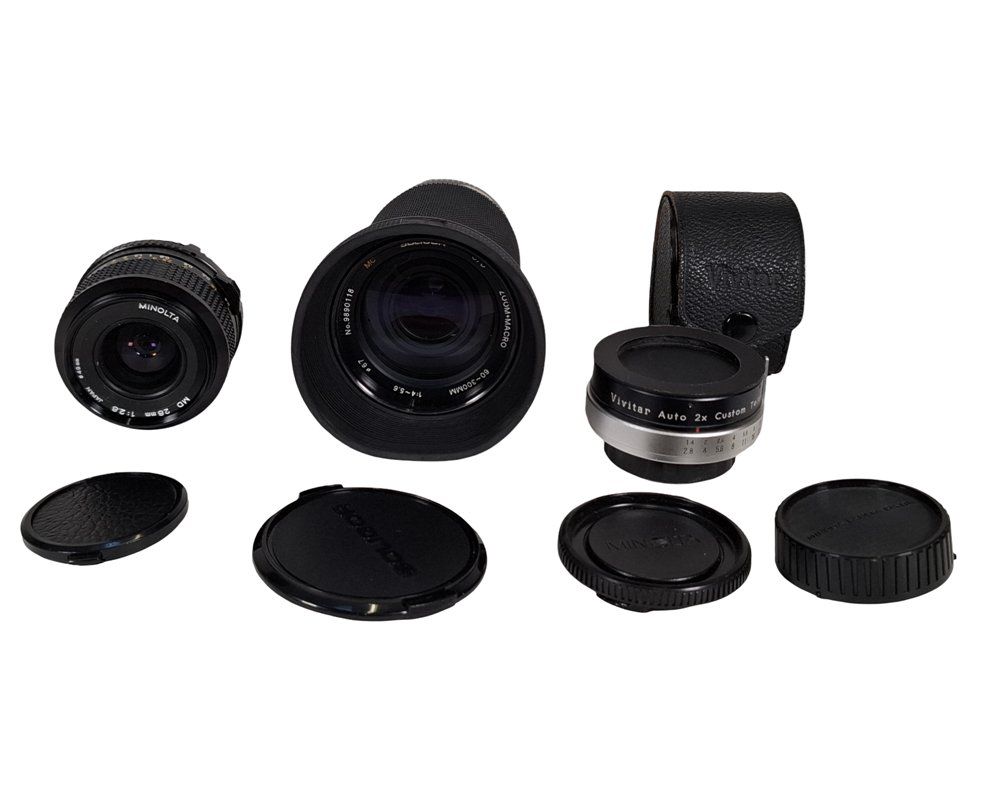 Minolta Obiettivi: Set aus 2 Objektiven und Converter zu Minolta – Usato da Wil SG venduto da Restwert_Wil