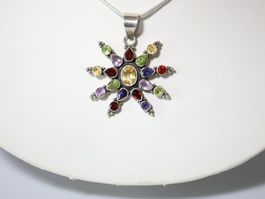 Pendentif / Anhänger Argent 925 & Pierres Naturelles 40mm