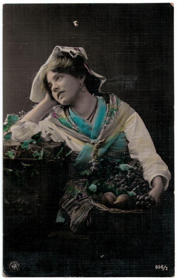 Ansichtskarten: Romantik - Junge Dame mit Früchtekorb – Gebraucht aus Frauenfeld von POML