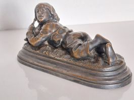 France Junge mit Flöte Jean Garnier(1853-1930)Bronze sign