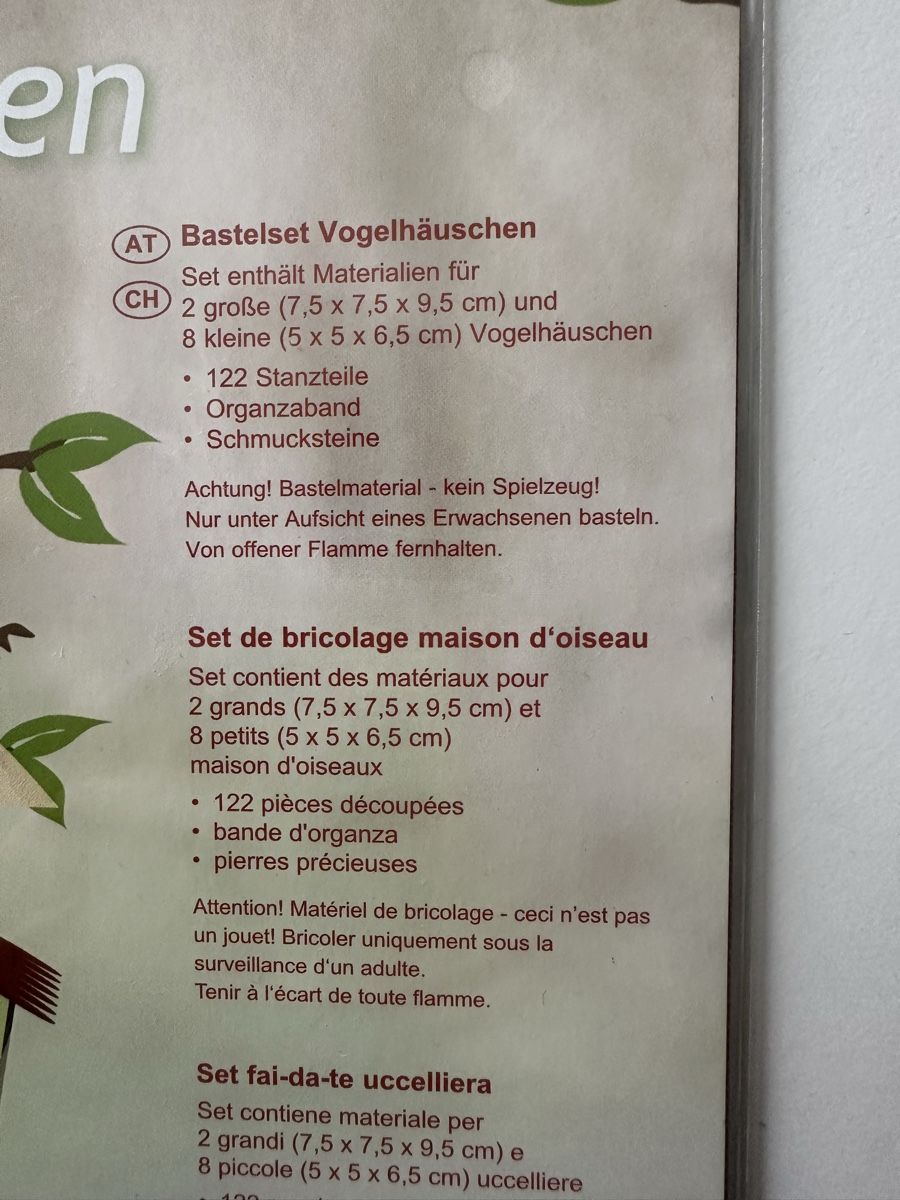 Bastelsets: Bastelset Vogelhäuschen – Neu und originalverpackt aus Uetendorf von Gar_9pvy 2