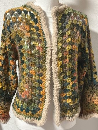 Cardigan granny ocra uncinetto crochet anche su ordinazione