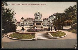 Basel, Bahnhof und Strassburger-Denkmal