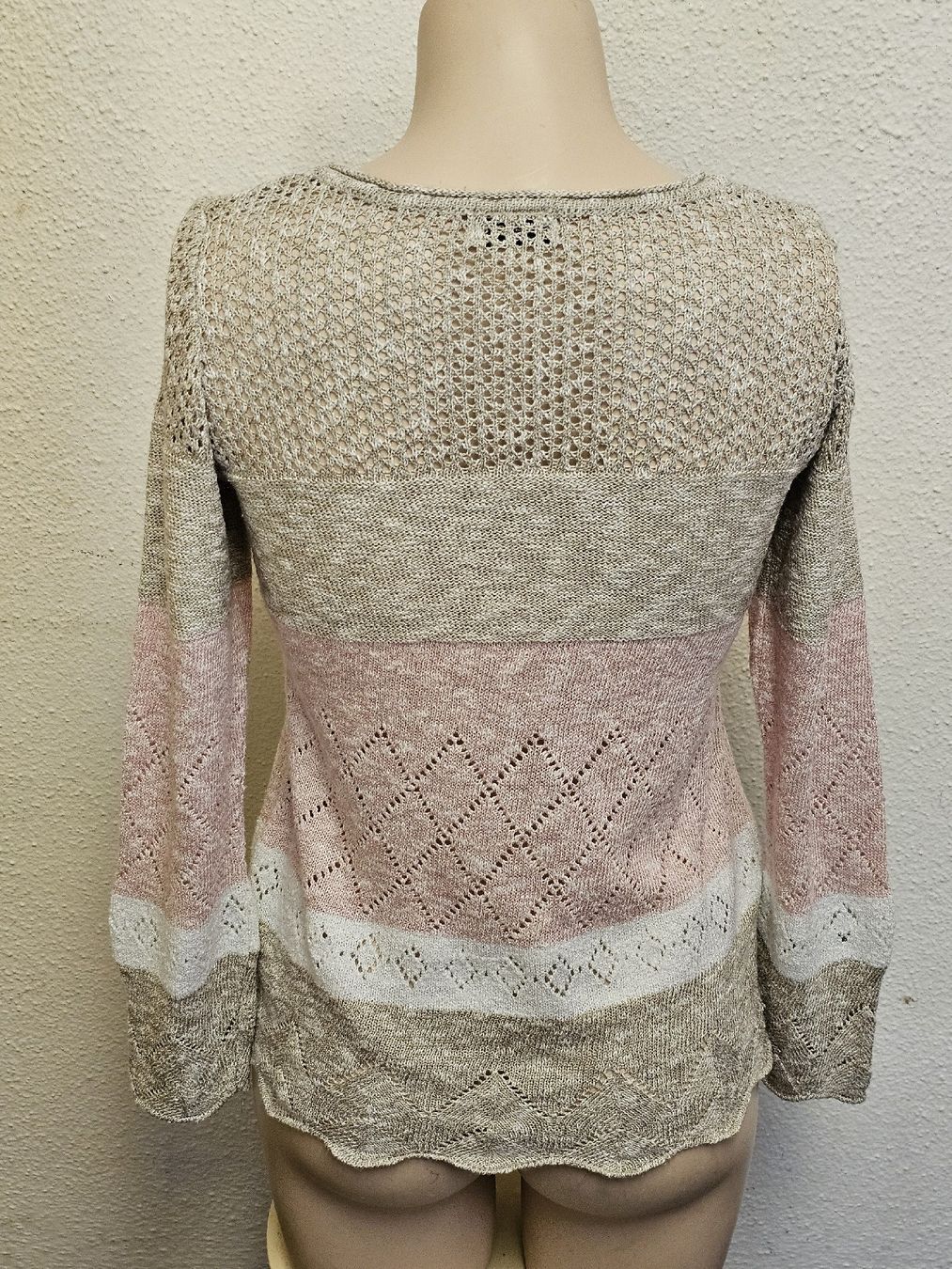 Maglioni & Felpe: Laura Kent Damen Pullover Beige/Rosa mit Ajourmuster Gr. 38  – Usato da Urdorf venduto da ole_mrp9 6