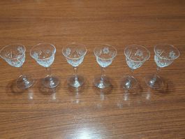 6 Verres à liqueur cristal vintage fleurs gravées