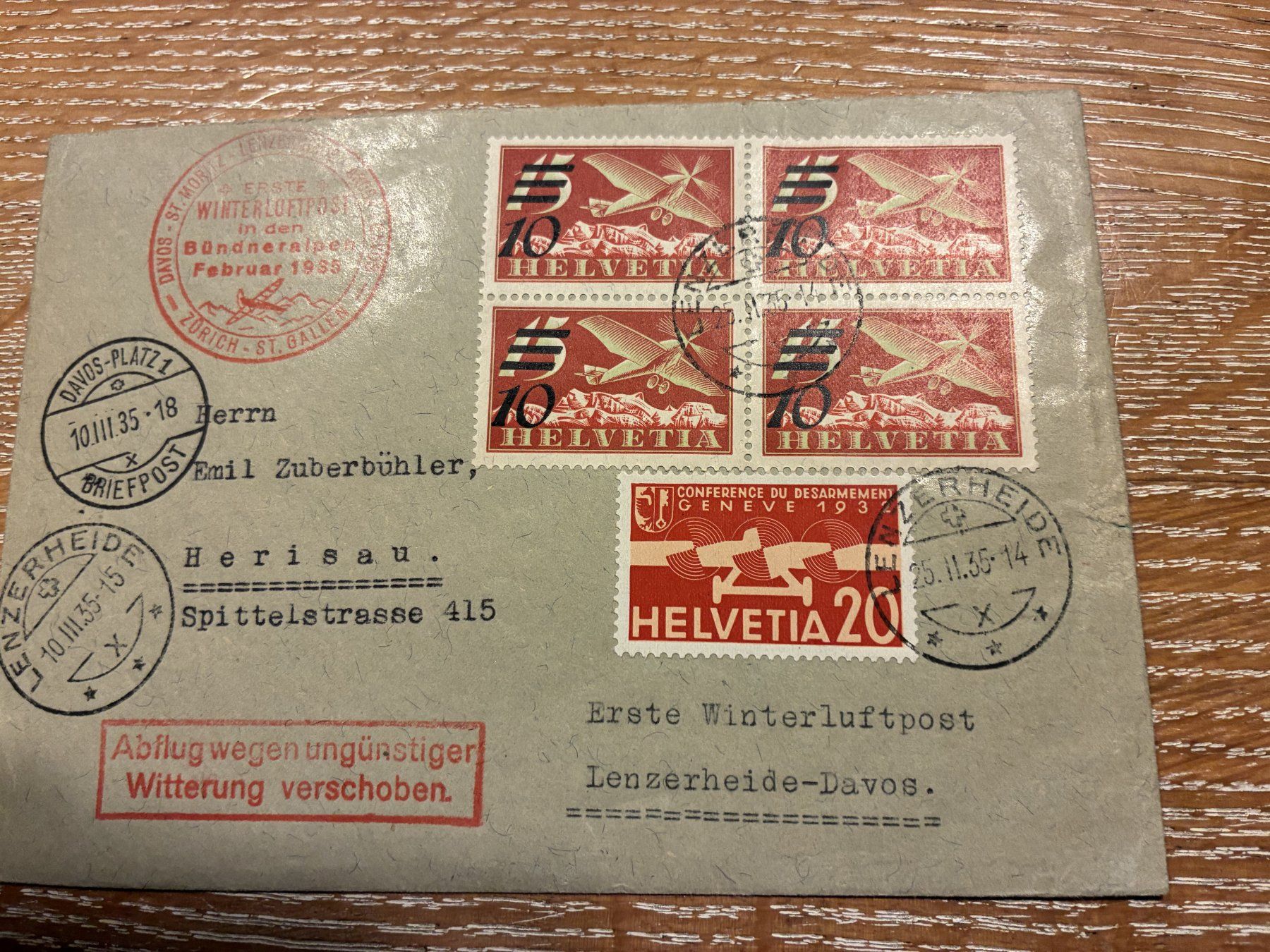Tutti i francobolli: 283. FLUGBRIEF WINTERLUFTPOST ABFLUG VERSCHOBEN – Usato da Oud-Turnhout venduto da Frankaturware