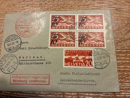 283. FLUGBRIEF WINTERLUFTPOST ABFLUG VERSCHOBEN