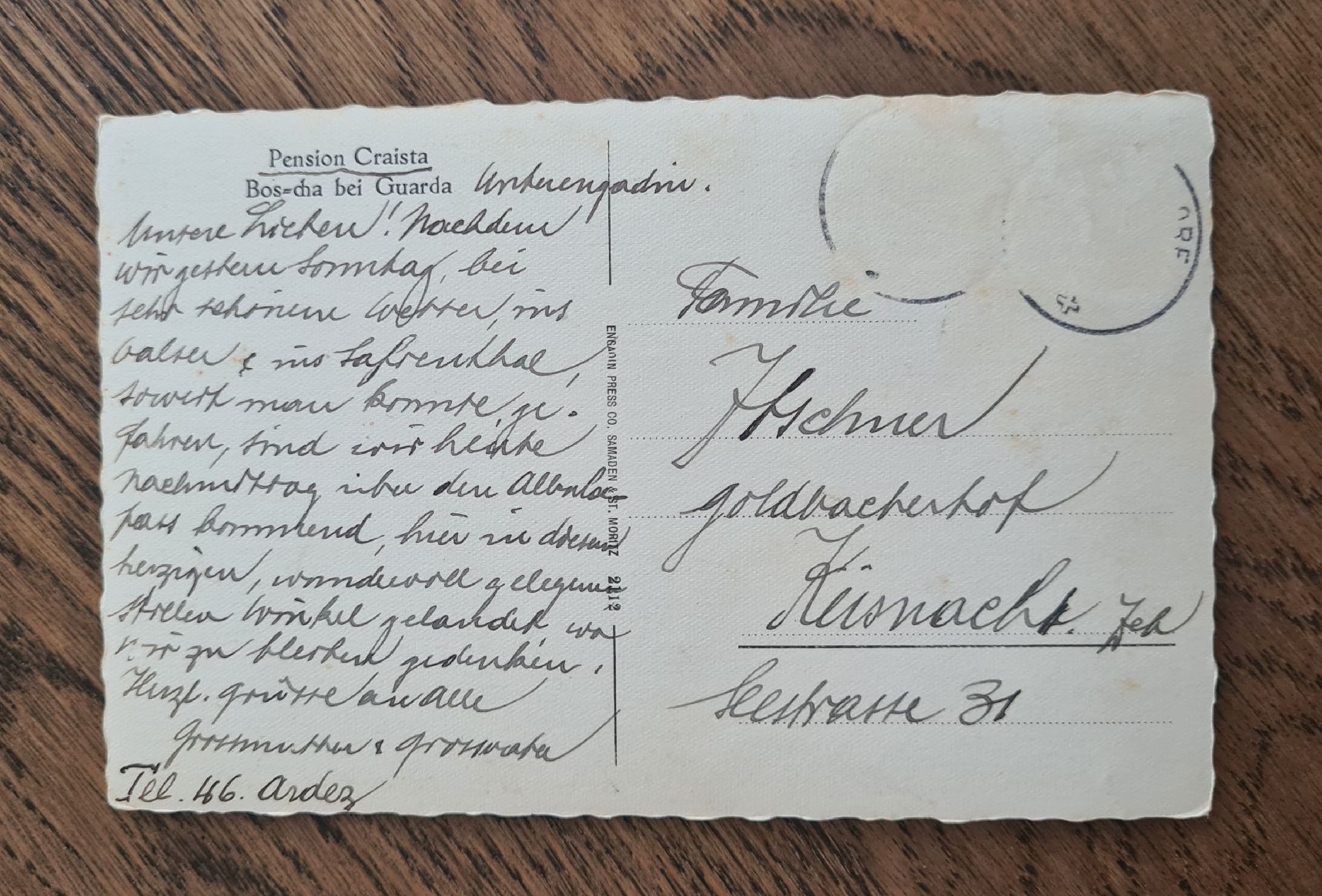 Cartoline postali: Bos-cha b. Guarda, Pension Craista – Usato da Ebikon venduto da Donar50 2