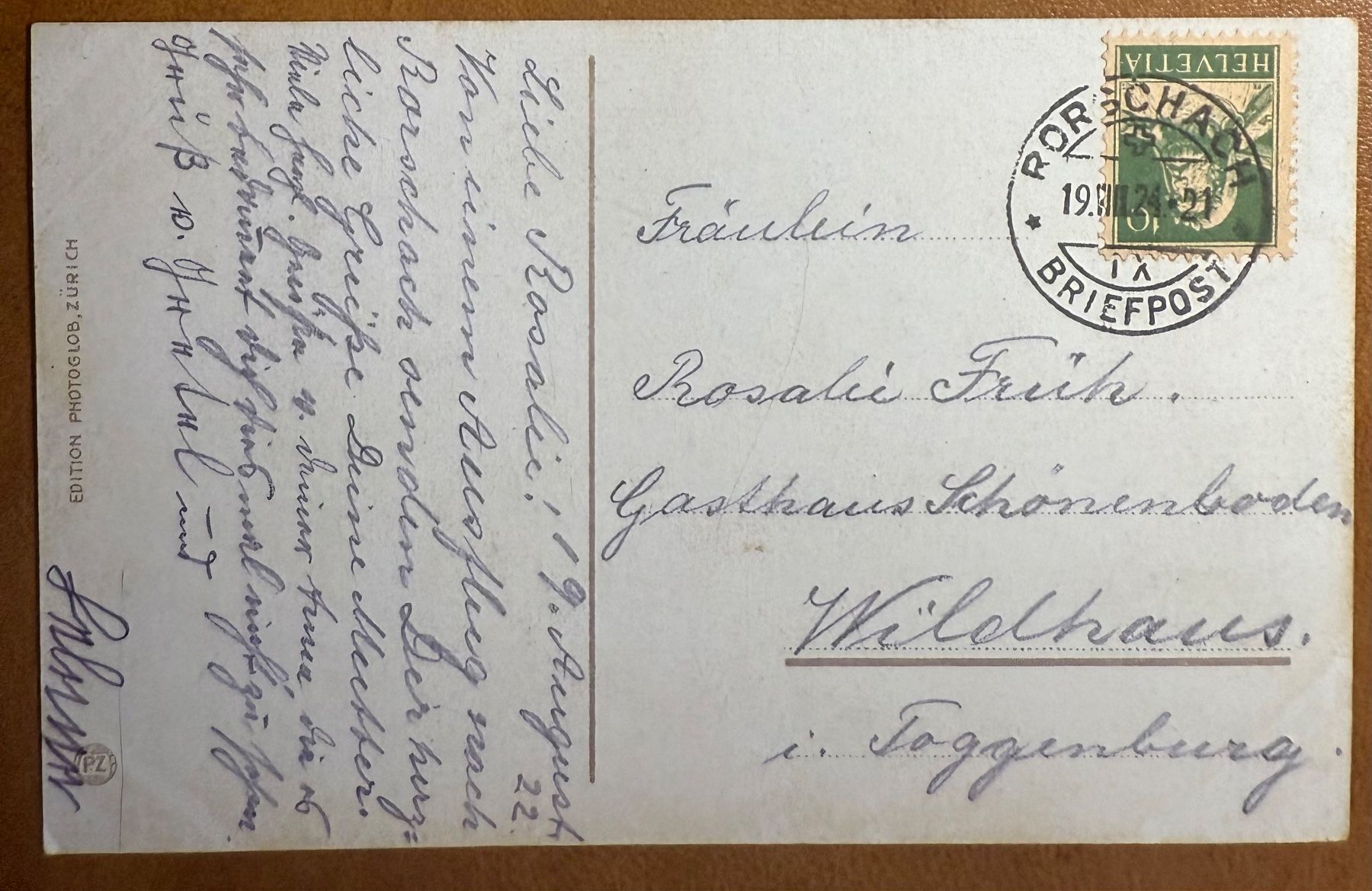 Cartoline postali: Rorschach - St. Annaschloss mit Bodensee 1924 – Usato da Lutry venduto da Ediego 1