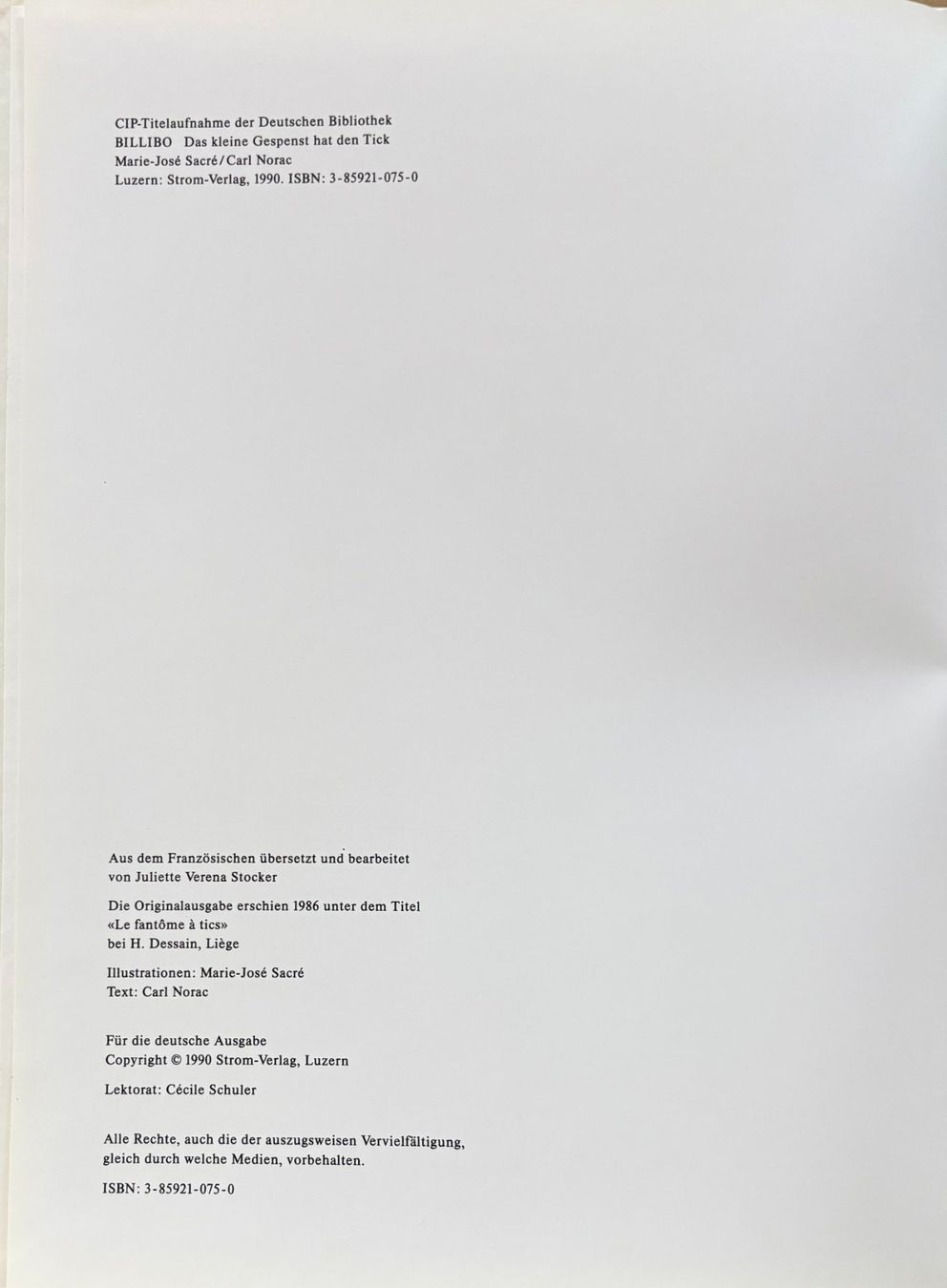 Libri: Billibo - Das kleine Gespenst hat den Tick – Nuovo (secondo la descrizione) da Sarnen venduto da Livres 1