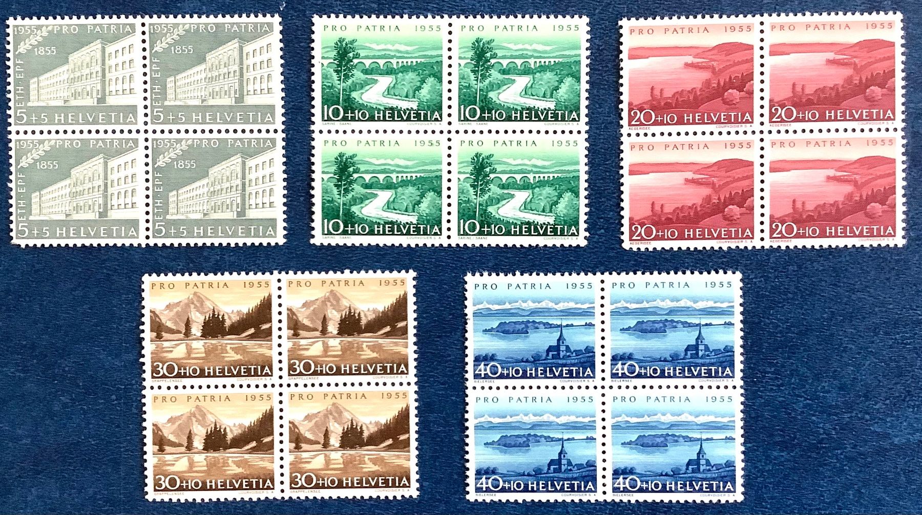 Tutti i francobolli: 1955 / Pro Patria  Viererblöcke Postfrisch  ** – Nuovo (secondo la descrizione) da Liestal venduto da Skunk02