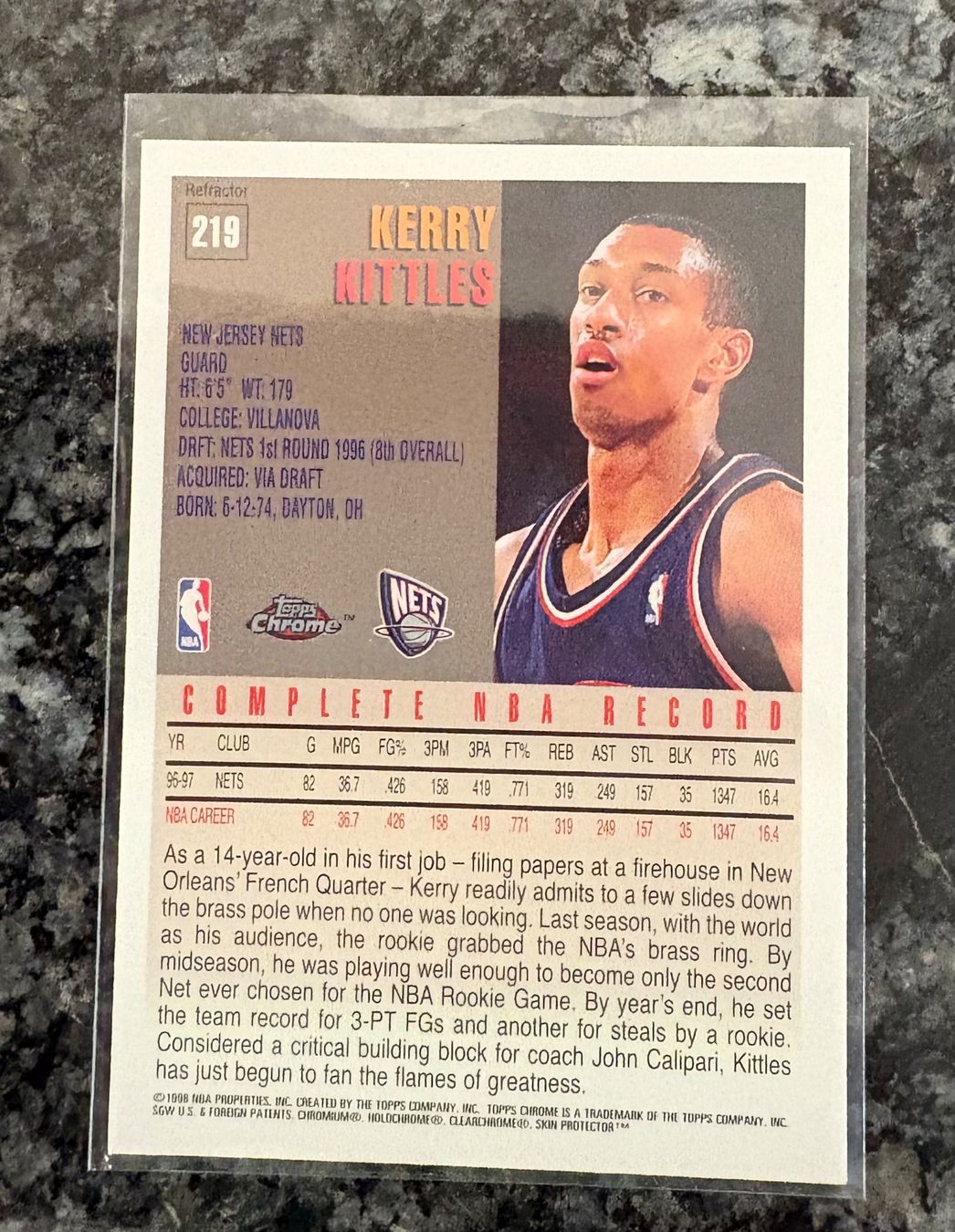 Nba Carte collezionabili: NBA Kerry Kittles Topps Chrome 97/98 Refractor Card – Nuovo (secondo la descrizione) da Muttenz venduto da joba23 1