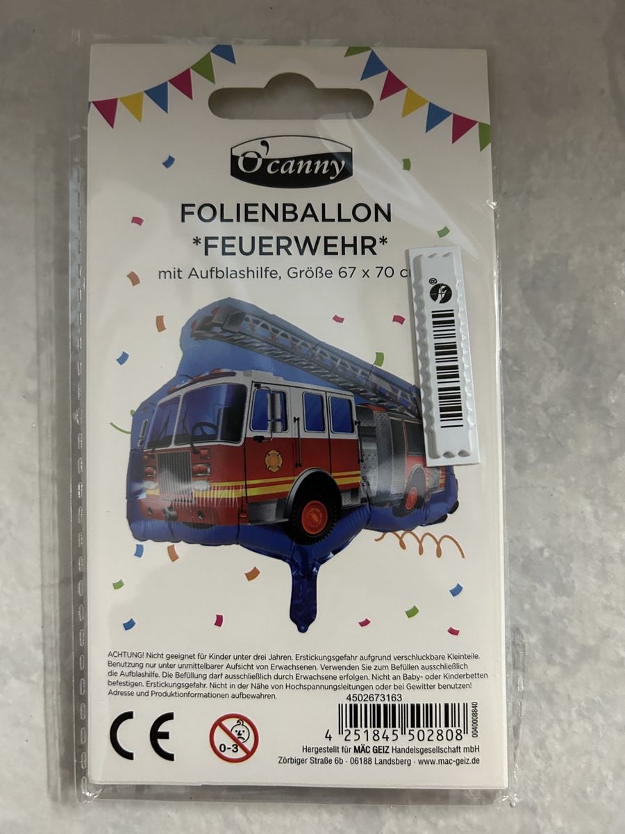 Tutte le decorazioni: Folienballon Feuerwehr – Nuovo e nell'imballaggio originale da Lostorf venduto da Venice16