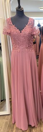 Abendkleid Rosé Spitzen-Oberteil Grösse 38/40 NEU