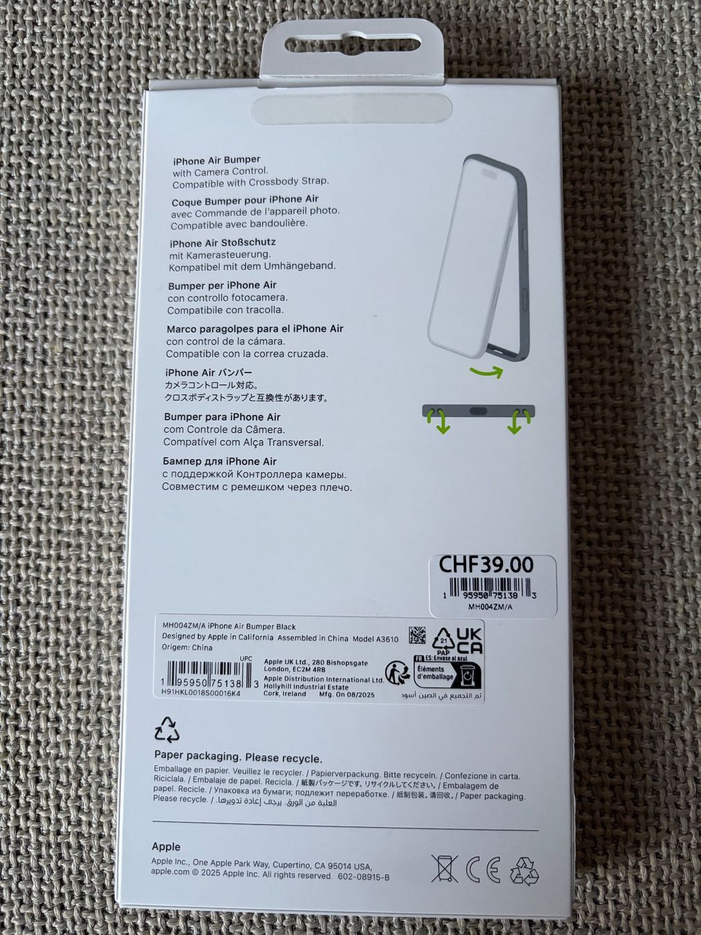 Apple Cover & Protezioni schermo: Apple iPhone Air Bumper Case (Black) – Usato da Volketswil venduto da GLantern 4