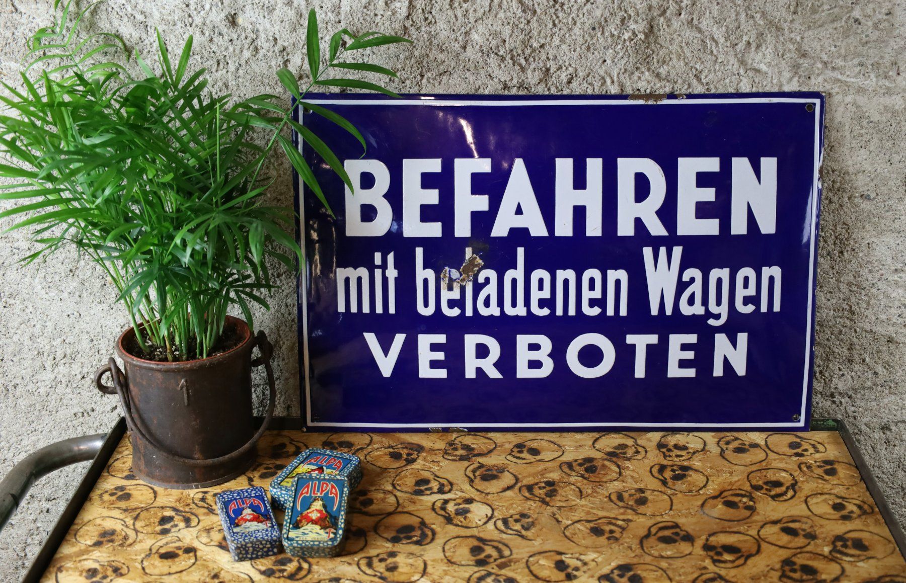 Insegne: Emailschild "Befahren mit beladenen Wagen verboten" – Usato da Birrwil venduto da brandschatz_birrwil