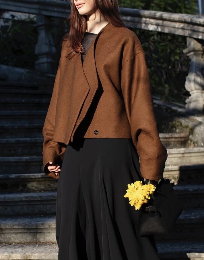 Giacche: Wool Blend Cropped Brown Jacket – Nuovo (secondo la descrizione) da Goldau venduto da Kseniya123 3