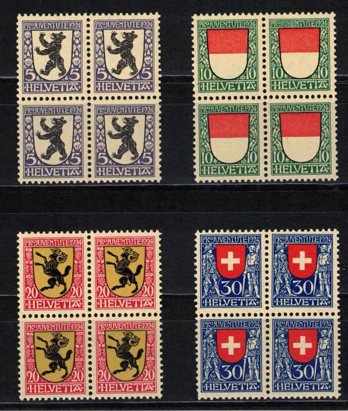 Tutti i francobolli: Pro Juventute 1924 im 4er-Block, postfrisch ** – Nuovo (secondo la descrizione) da Nuglar venduto da Stamp88