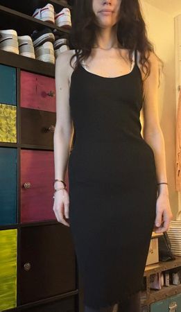 Schickes, geripptes Sommerkleid, schwarz, Grösse S