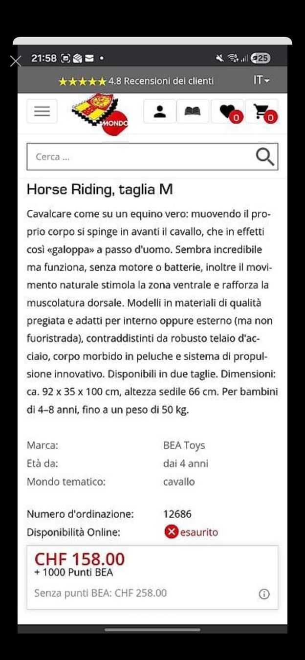 Jouets: cavallo giocattolo cavalcabile – D'occasion à Taverne par rom_wt58 2