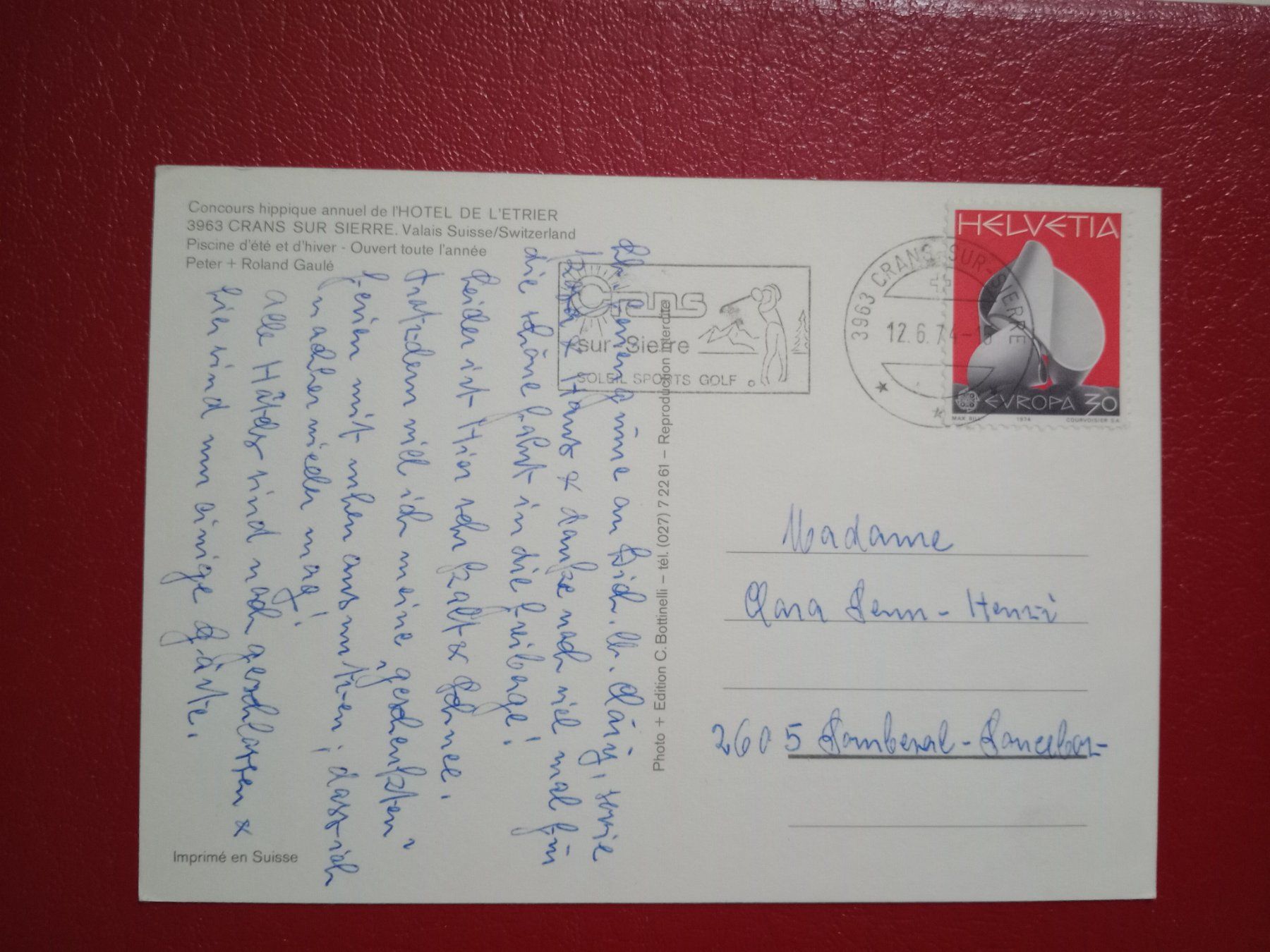 Cartoline postali: Crans sur Sierre Wallis Springreiten 1974 – Usato da Küttigen venduto da Melisch1000 1