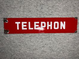 Emailschild Telephon antik Original vintage