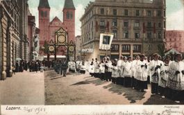 Alte Ansichtskarte Luzern Prozession 1904, Rarität!