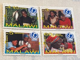Malawi Briefmarken UNICEF Kinderrechte 4er Block Top! (53)