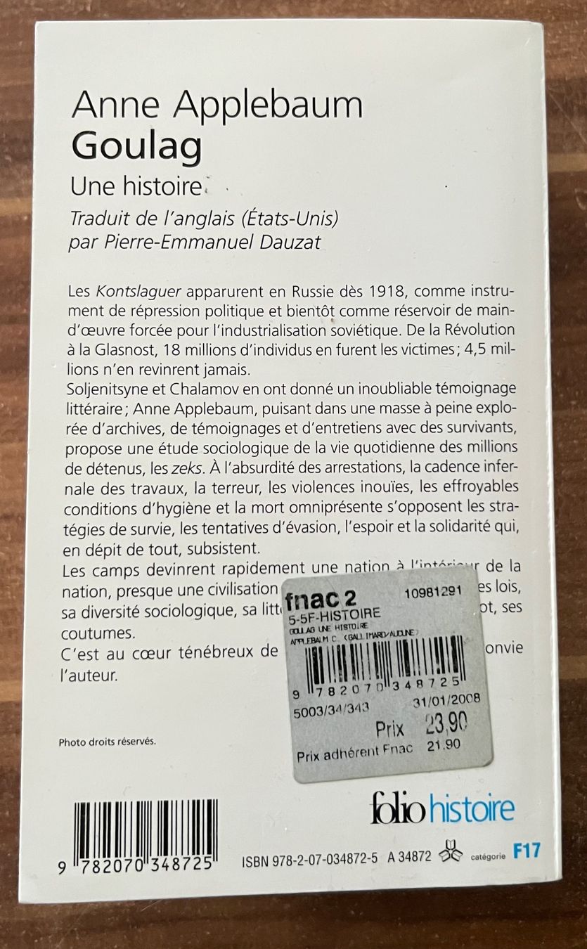 Bücher: Goulag- une histoire/ Anne Applebaum – Gebraucht aus Petit-Lancy von Hastala42 1