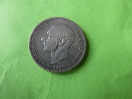 Spanien 1879, 2 Pesetas - Silber