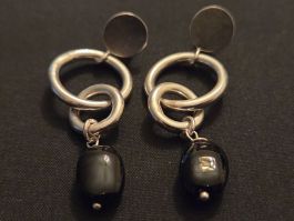Boucles d'oreilles Argent 925 avec Onyx - 4,2 cm ☆☆☆