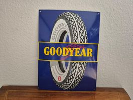 Emailschild Goodyear Reifen Garage Service Emaille Schild
