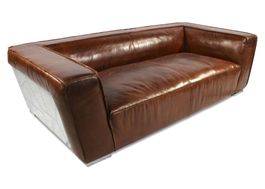 Fliegersofa aus Leder und Aluminium 3-Sitzer