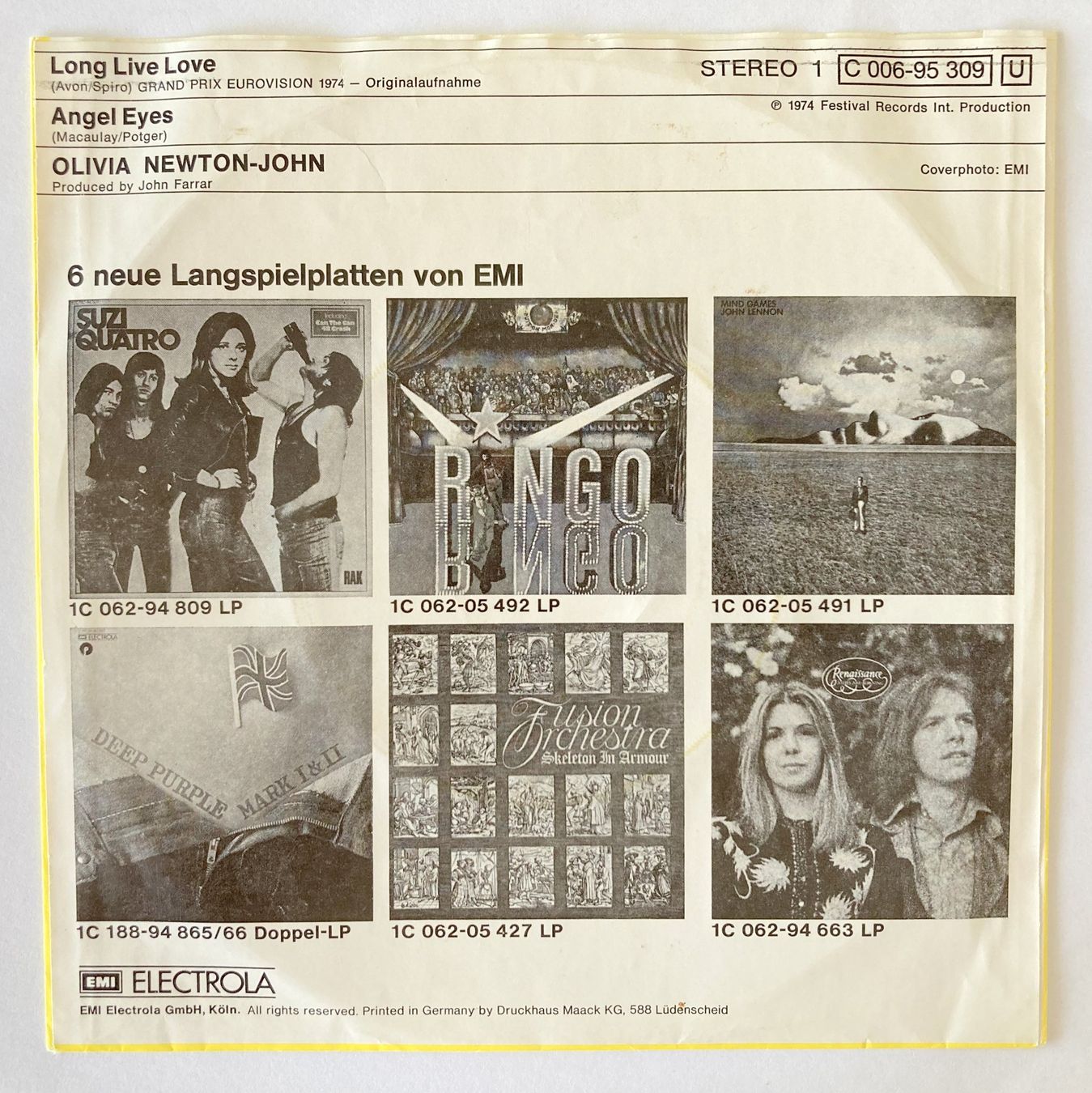 Dischi in vinile: OLIVIA NEWTON-JOHN - LONG LIVE LOVE – Usato da Bottens venduto da hotter-than-hell 1