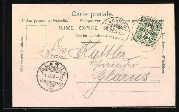 Cartoline postali: AK Sarnen, Blick auf den Ort, 1904 – Usato da Berlin venduto da bartko-reher 1