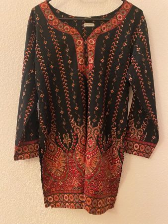 Tunika Gr 40 Longshirt Langarm Shirt Bluse Ethno indisch
