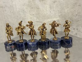 Figuren Ensemble Musiker mit Marmorsockel 6er Set guter Zust