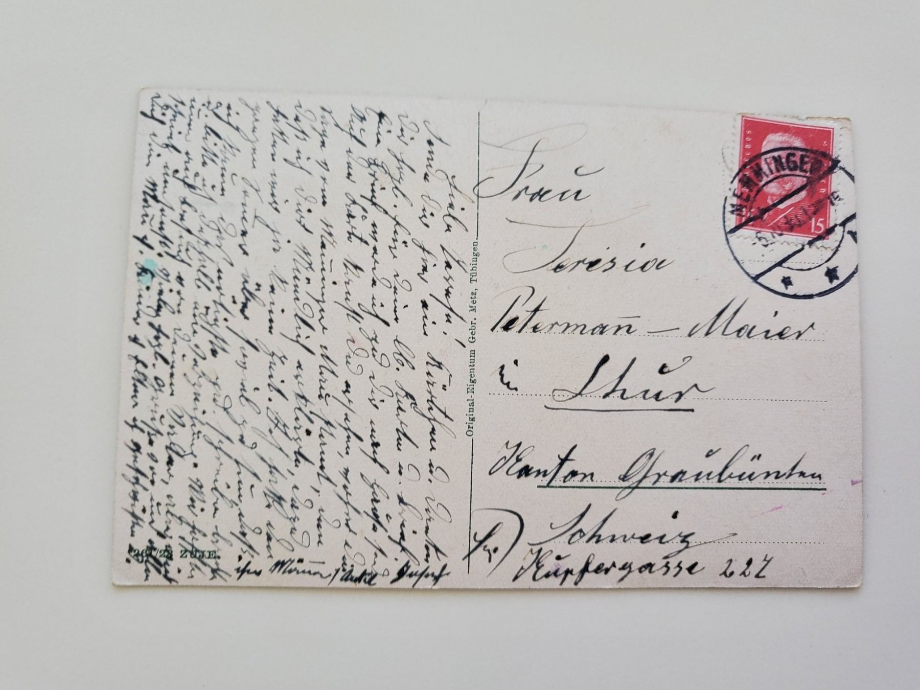 Cartoline postali: Ansichtskarte Gruss vom Memminger Mau  Deutsches Reich 1925 – Usato da Unterägeri venduto da 0alfa0 2