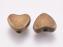 Tibetische Perlen Herz Bronze 6mm, 10 Stück