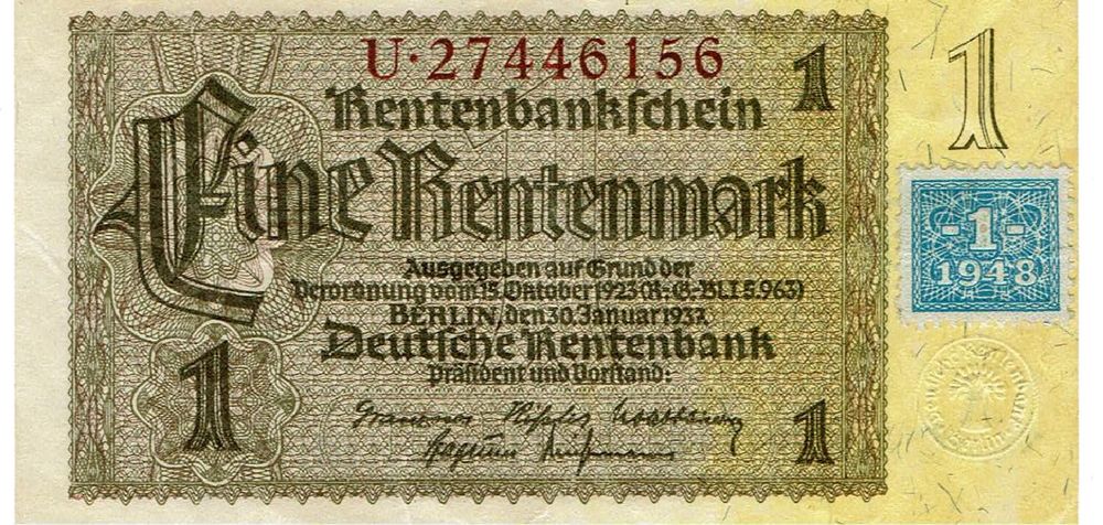 DDR Kuponausgabe 1 Rentenmark 1937 VZ Serie U-27446156 (Gebraucht) in ...