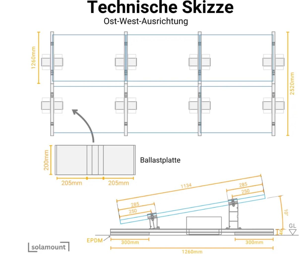 Supporti a parete: Flachdach Halterung für 6 Solarmodule – Nuovo (secondo la descrizione) da Bülach venduto da Eparts 5