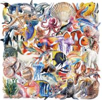 50 Aufkleber Sticker - Marine, Unterwasser, Fische...