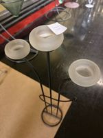 Kerzenständer Metall Glas matt dreifach guter Zustand
