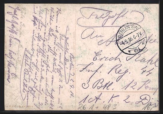 Cartoline postali: A. Thiele: Idyll hinter der Front, Gramm – Usato da Berlin venduto da bartko-reher 1