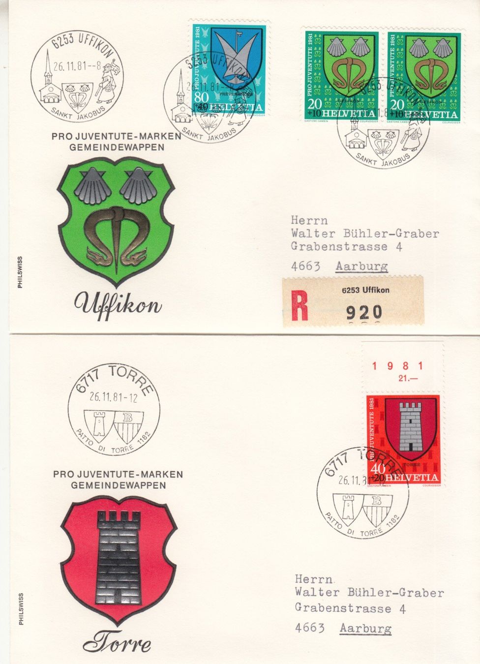 Tutti i francobolli: SBK J277 - J280 FDC Ortsstempel – Usato da Bürglen TG venduto da StampGraf 1